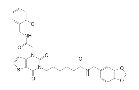 N-(1,3-benzodioxol-5-ylmethyl)-6-(1-{2-[(2-chlorobenzyl)amino]-2-oxoethyl}-2,4-dioxo-1,4-dihydrothieno[3,2-d]pyrimidin-3(2H)-yl)hexanamide