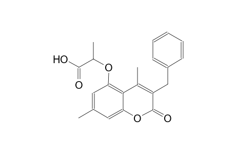 propanoic acid, 2-[[4,7-dimethyl-2-oxo-3-(phenylmethyl)-2H-1-benzopyran-5-yl]oxy]-