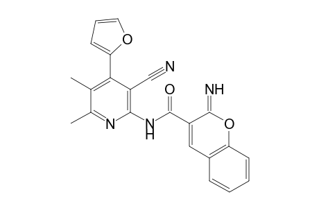 N-(3-cyano-4-(furan-2-yl)-5,6-dimethylpyridin-2-yl)-2-imino-2H-chromene-3-carboxamide