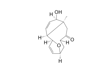(+-)-(1.alpha.,2.alpha.,5.beta.,6.beta.,9.beta.,11.alpha.)-5-hydroxy-6-methyl-12,13-didehydro-14-oxatetracyclo[7.4.1(1,11).0(2,6)]tetradecan-8-one