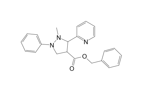 3-Pyrazolidinecarboxylic acid, 1-methyl-2-phenyl-5-(2-pyridinyl)-, phenylmethyl ester, trans-