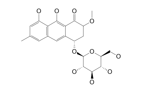 3,4-DIHYDRO-2-METHOXY-4,8,9-TRIHYDROXY-6-METHYL-1(2H)-ANTHRACENONE-4-O-BETA-D-GLUCOPYRANOSIDE