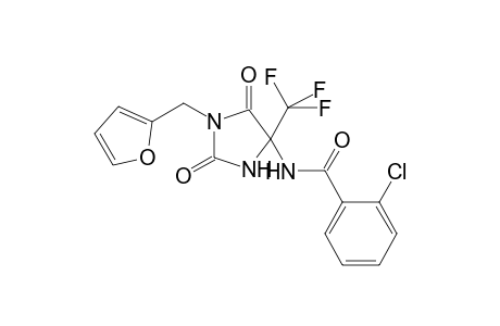 2-Chloranyl-N-[1-(furan-2-ylmethyl)-2,5-bis(oxidanylidene)-4-(trifluoromethyl)imidazolidin-4-yl]benzamide