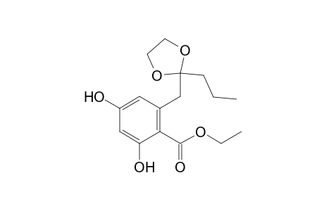 Benzoic acid, 2,4-dihydroxy-6-[(2-propyl-1,3-dioxolan-2-yl)methyl]-, ethyl ester
