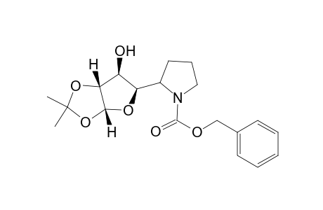 1-Pyrrolidinecarboxylic acid, 2-(tetrahydro-6-hydroxy-2,2-dimethylfuro[2,3-d]-1,3-dioxol-5-yl)-, phenylmethyl ester, [3aR-[3a.alpha.,5.alpha.(R*),6.alpha.,6a.alpha.]]-
