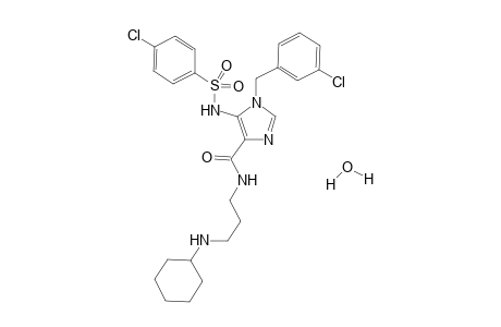 1-(3-Chlorophenylmethyl)-5-(4-chlorophenylsulfonylamino)-1H-imidazole-N-(3-cyclohexyl-aminopropyl)-4-carboxamide monohydrate
