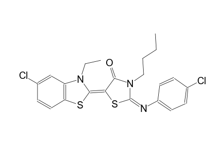 (2E,5Z)-3-butyl-5-(5-chloro-3-ethyl-1,3-benzothiazol-2(3H)-ylidene)-2-[(4-chlorophenyl)imino]-1,3-thiazolidin-4-one