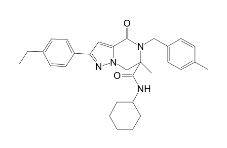 Pyrazolo[1,5-a]pyrazine-6-carboxamide, N-cyclohexyl-2-(4-ethylphenyl)-4,5,6,7-tetrahydro-6-methyl-5-[(4-methylphenyl)methyl]-4-oxo-