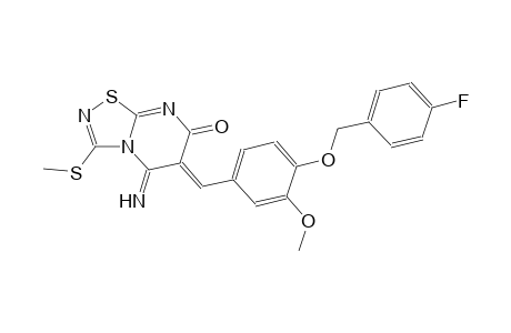 (6Z)-6-{4-[(4-fluorobenzyl)oxy]-3-methoxybenzylidene}-5-imino-3-(methylsulfanyl)-5,6-dihydro-7H-[1,2,4]thiadiazolo[4,5-a]pyrimidin-7-one