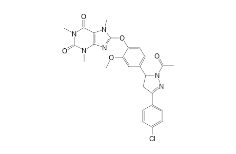 1-Acetyl-3-(4-chlorophenyl)-5-((4-(2,6-dioxo-1,3,7-trimethyl-2,3,6,7-tetrahydro-1H-purine-8-yl)oxy)-3-methoxyphenyl)-4,5-dihydro-1H-pyrazole