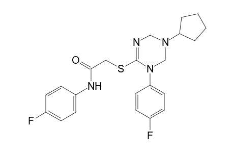 2-{[5-cyclopentyl-1-(4-fluorophenyl)-1,4,5,6-tetrahydro-1,3,5-triazin-2-yl]sulfanyl}-N-(4-fluorophenyl)acetamide