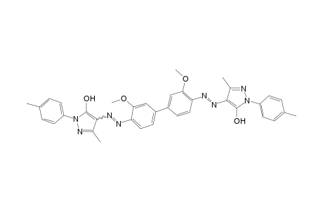 o-Dianisidine=>(2 mol)3-methyl-1-p-tolyl-5-pyrazolon