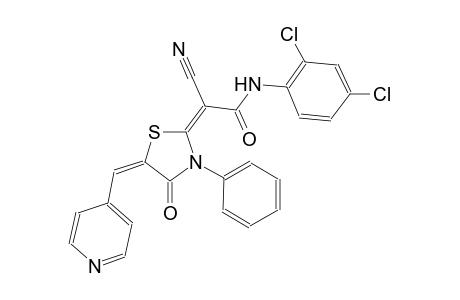 (2E)-2-cyano-N-(2,4-dichlorophenyl)-2-[(5E)-4-oxo-3-phenyl-5-(4-pyridinylmethylene)-1,3-thiazolidin-2-ylidene]ethanamide