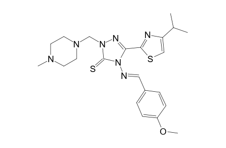 4-(4-methoxybenzylideneamino)-5-(4-isopropylthiazol-2-yl)-2-((4-methylpiperazin-1-yl)methyl)-2H-1,2,4-triazole-3(4H)-thione