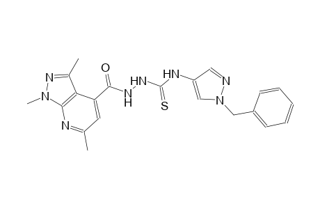 N-(1-benzyl-1H-pyrazol-4-yl)-2-[(1,3,6-trimethyl-1H-pyrazolo[3,4-b]pyridin-4-yl)carbonyl]hydrazinecarbothioamide
