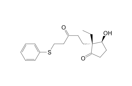Cyclopentanone, 2-ethyl-3-hydroxy-2-[3-oxo-5-(phenylthio)pentyl]-, (2R-trans)-