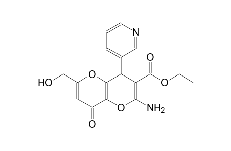 pyrano[3,2-b]pyran-3-carboxylic acid, 2-amino-4,8-dihydro-6-(hydroxymethyl)-8-oxo-4-(3-pyridinyl)-, ethyl ester