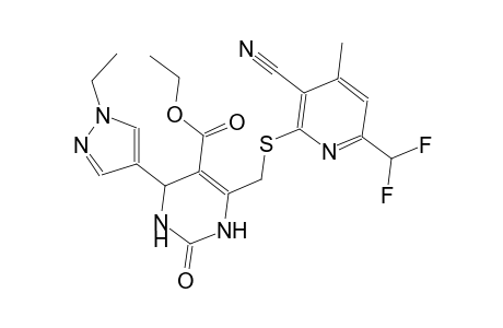 ethyl 6-({[3-cyano-6-(difluoromethyl)-4-methyl-2-pyridinyl]sulfanyl}methyl)-4-(1-ethyl-1H-pyrazol-4-yl)-2-oxo-1,2,3,4-tetrahydro-5-pyrimidinecarboxylate