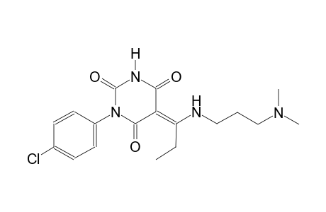 (5E)-1-(4-chlorophenyl)-5-(1-{[3-(dimethylamino)propyl]amino}propylidene)-2,4,6(1H,3H,5H)-pyrimidinetrione