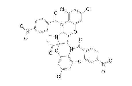 5A-ACETYL-1,3,8,10-TETRACHLORO-5A,6,6A,12A,12B,13-HEXAHYDRO-6-METHYL-7,13-BIS-(4-NITROBENZOYL)-7H-PYRROLO-[2,3-B:4,5-B]-BIS-[1,4]-BENZOXAZINE