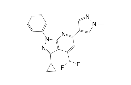 1H-pyrazolo[3,4-b]pyridine, 3-cyclopropyl-4-(difluoromethyl)-6-(1-methyl-1H-pyrazol-4-yl)-1-phenyl-