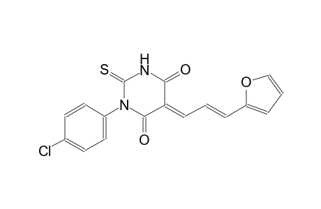 (5E)-1-(4-chlorophenyl)-5-[(2E)-3-(2-furyl)-2-propenylidene]-2-thioxodihydro-4,6(1H,5H)-pyrimidinedione