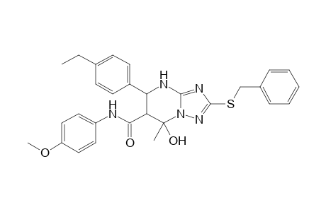 2-(Benzylthio)-7-hydroxy-7-methyl-5-(4-ethylphenyl)-N-(4-methoxyphenyl)-4,5,6,7-tetrahydro[1,2,4]triazolo[1,5-a]pyrimidine-6-carboxamide
