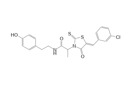 2-[(5Z)-5-(3-chlorobenzylidene)-4-oxo-2-thioxo-1,3-thiazolidin-3-yl]-N-[2-(4-hydroxyphenyl)ethyl]propanamide