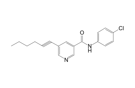 Pyridine-3-carboxamide, 5-(1-hexynyl)-N-(4-chlorophenyl)-
