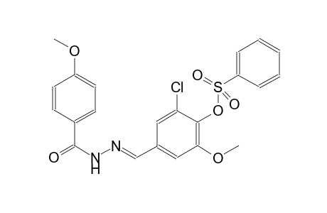 2-chloro-6-methoxy-4-{(E)-[(4-methoxybenzoyl)hydrazono]methyl}phenyl benzenesulfonate