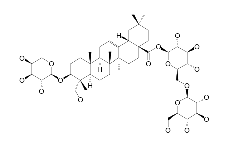 SAPONIN-D;3-O-(ALPHA-L-ARABINOPYRANOSYL)-HEDERAGENIN-28-O-[BETA-D-GLUCOPYRANOSYL-(1->6)-BETA-D-GLUCOPYRANOSYL]-ESTER