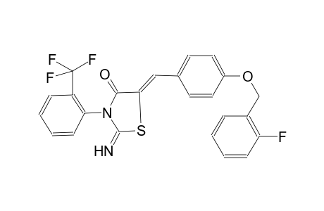 (5Z)-2-azanylidene-5-[[4-[(2-fluorophenyl)methoxy]phenyl]methylidene]-3-[2-(trifluoromethyl)phenyl]-1,3-thiazolidin-4-one