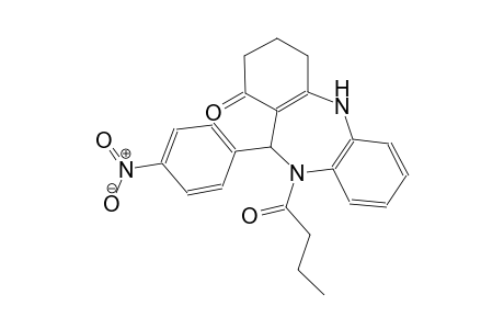 1H-dibenzo[b,e][1,4]diazepin-1-one, 2,3,4,5,10,11-hexahydro-11-(4-nitrophenyl)-10-(1-oxobutyl)-