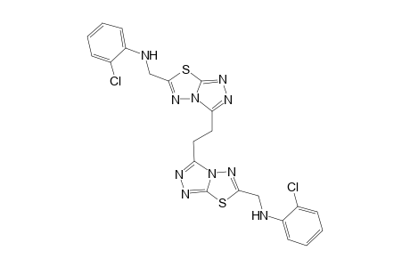 2-Chloranyl-N-[[3-[2-[6-[[(2-chlorophenyl)amino]methyl]-[1,2,4]triazolo[3,4-b][1,3,4]thiadiazol-3-yl]ethyl]-[1,2,4]triazolo[3,4-b][1,3,4]thiadiazol-6-yl]methyl]aniline