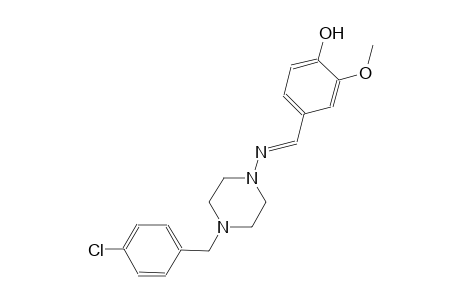 phenol, 4-[(E)-[[4-[(4-chlorophenyl)methyl]-1-piperazinyl]imino]methyl]-2-methoxy-