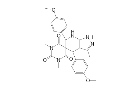 4,6-Bis[4-methoxyphenyl]-1'3,3'-trimethyl-1,4,6,7-tetrahydro-2'H-spiro[pyrazolo[3,4-b]pyridine-5,5'-pyrimidine]-2',4',6'-(1'H.3'H)-trione