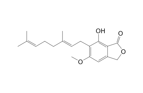 (E)-6-(3,7-Dimethylocta-2,6-dienyl)-7-hydroxy-5-methoxyisobenzofuran-1(3H)-one (hericenone J)