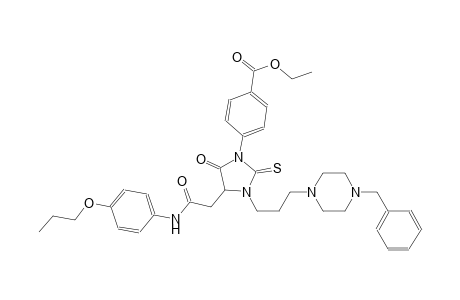 ethyl 4-{3-[3-(4-benzyl-1-piperazinyl)propyl]-5-oxo-4-[2-oxo-2-(4-propoxyanilino)ethyl]-2-thioxo-1-imidazolidinyl}benzoate