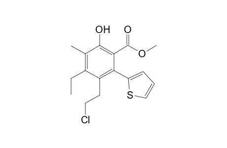 Methyl 5-(2'-chloroethyl)-4-ethyl-3-methyl-2-hydroxy-6-(2'-thienyl)-benzoate