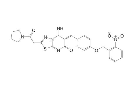 (6Z)-5-imino-6-{4-[(2-nitrobenzyl)oxy]benzylidene}-2-[2-oxo-2-(1-pyrrolidinyl)ethyl]-5,6-dihydro-7H-[1,3,4]thiadiazolo[3,2-a]pyrimidin-7-one