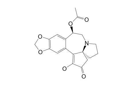 (3AS*,9-BETA)-(+/-)-9-ACETOXY-5,6,8,9-TETRAHYDRO-1-HYDROXY-4H-CYCLOPENTA-[A]-[1,3]-DIOXOLO-[4,5-H]-PYRROLO-[2,1-B]-[3]-BENZAZEPIN-2(3H)-ONE