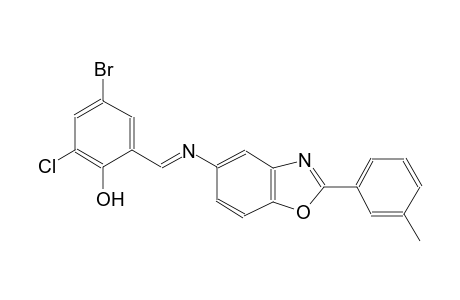 4-bromo-2-chloro-6-((E)-{[2-(3-methylphenyl)-1,3-benzoxazol-5-yl]imino}methyl)phenol