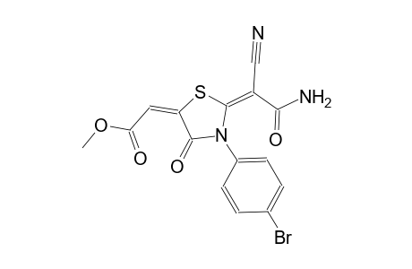 methyl (2E)-[(2E)-2-(2-amino-1-cyano-2-oxoethylidene)-3-(4-bromophenyl)-4-oxo-1,3-thiazolidin-5-ylidene]ethanoate