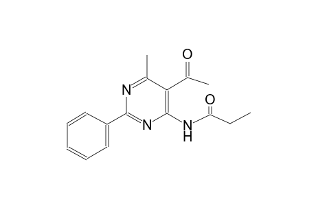 N-(5-acetyl-6-methyl-2-phenyl-4-pyrimidinyl)propanamide