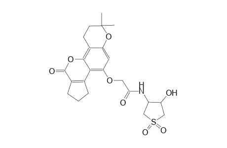 2-((2,2-dimethyl-6-oxo-3,4,6,7,8,9-hexahydro-2H-cyclopenta[c]pyrano[2,3-h]chromen-10-yl)oxy)-N-(4-hydroxy-1,1-dioxidotetrahydrothiophen-3-yl)acetamide