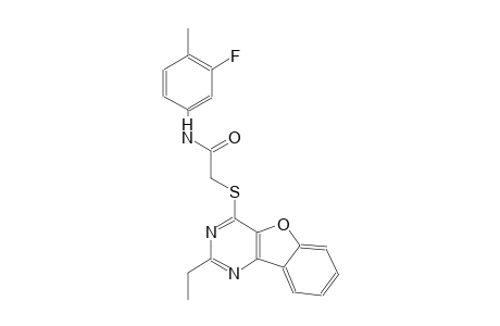 2-[(2-ethyl[1]benzofuro[3,2-d]pyrimidin-4-yl)sulfanyl]-N-(3-fluoro-4-methylphenyl)acetamide