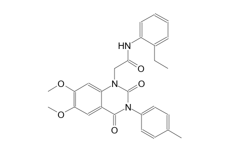 2-(6,7-dimethoxy-3-(4-methylphenyl)-2,4-dioxo-3,4-dihydro-1(2H)-quinazolinyl)-N-(2-ethylphenyl)acetamide