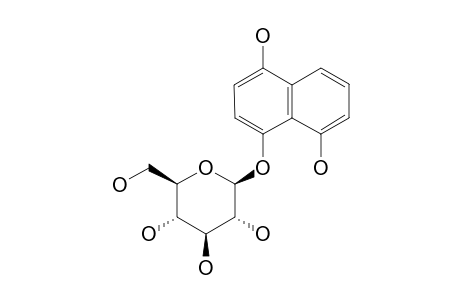 HYDROJUGLONE-GLUCOSIDE;4-O-BETA-D-GLUCOPYRANOSYL-1,4,5-TRIHYDROXYNAPHTHALENE