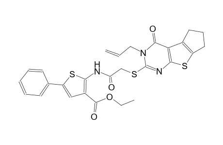 3-thiophenecarboxylic acid, 5-phenyl-2-[[[[3,5,6,7-tetrahydro-4-oxo-3-(2-propenyl)-4H-cyclopenta[4,5]thieno[2,3-d]pyrimidin-2-yl]thio]acetyl]amino]-, ethyl ester