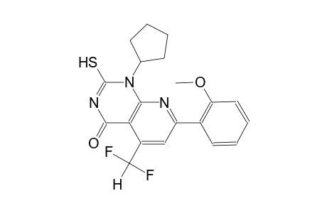 pyrido[2,3-d]pyrimidin-4(1H)-one, 1-cyclopentyl-5-(difluoromethyl)-2-mercapto-7-(2-methoxyphenyl)-